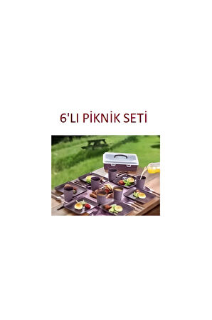 6 Kişilik 32 Parça Piknik Seti  Plastik Bardak Çatal Kaşık Bıçak Yemek Kahvaltı Takımı