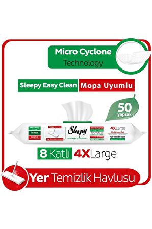 Easy Clean Beyaz Sabun Katkılı Mopa Uyumlu Yer Temizlik Havlusu 50 Yaprak