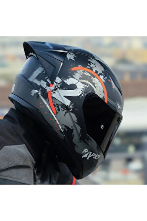 RAPID 2 RACE CIRCLE KAPALI MOTOSİKLET KASKI MAT SİYAH-KIRMIZI SİYAH CAM