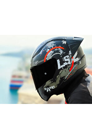 RAPID 2 RACE CIRCLE KAPALI MOTOSİKLET KASKI MAT SİYAH-KIRMIZI SİYAH CAM