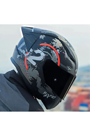 RAPID 2 RACE CIRCLE KAPALI MOTOSİKLET KASKI MAT SİYAH-KIRMIZI SİYAH CAM