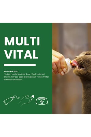 Multivital Cat Taurinli Kedi Vitamini 100 Gr 1 Adet 13 Farklı Vitaminli Malt Macun