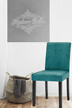 İndigo Çubuk desen jakarlı esnek yıkanabilir lastikli 1 Adet 45x45x60 Boyutunda sandalye kılıfı