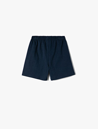 Erkek Bebek Şort Beli Lastikli Baskı Detaylı Pamuklu