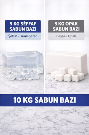 10 KG Sabun Bazı Seti 5 Kg Şeffaf 5 Kg Opak Erit Dök Sabun Yapımı İçin Profesyonel Kalite