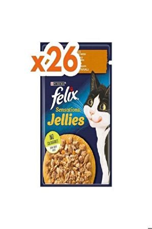 Felix Sensations Tavuklu ve Havuçlu Yaş Kedi Maması 26 x 85 G