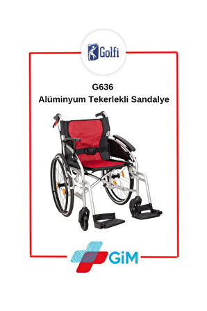 VİPSAĞLIK Golfi G636 Alüminyum Hafif Tekerlekli Sandalye Hasta Taşıma Sandalyesi Engelli Arabası