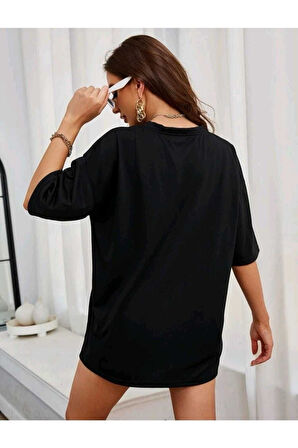 Unisex Pamuk Bisiklet Yaka  Oversize T-shirt