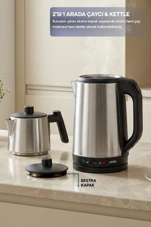 Sinbo STM-5850 Elektrikli Çay Makinesi 1500W Paslanmaz Çelik Çaycı 1.8L 2in1 Çay Makinesi