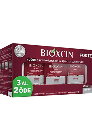 Bioxcin Forte Şampuan Tüm Saç Tipleri Için 3x300ml Yoğun Saç Dökülmesi Şampuanı