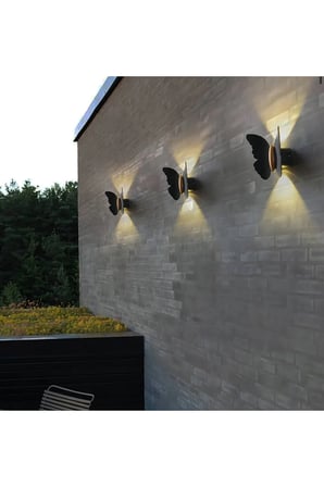 Modern Duvar Power Iç Ve Dış Mekan Aplik Butterfly Led Aplik Siyah Gövde Gün Işığı Kelebek Aplik