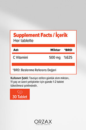 OCEAN VİTAMİN C SR 500MG 30 TABLET