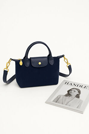 Lilyana – Deri Detaylı Süet El ve Omuz Çantası