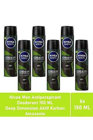 Men Deodorant Deep Dimension Amazonia 150 ML - 6'lı Avantaj Paketi