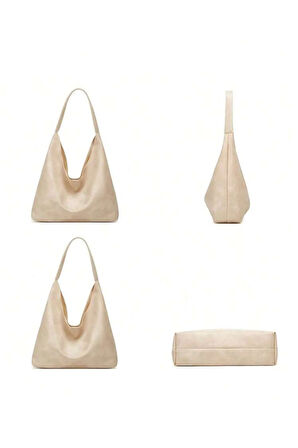 Kadın Omuz Çantası Büyük Kapasiteli Çok Yönlü yumuşak deri yavrulu cüzdanlı salaş çanta