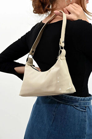 Kadın Acı Krem Rugan Omuz Çantası