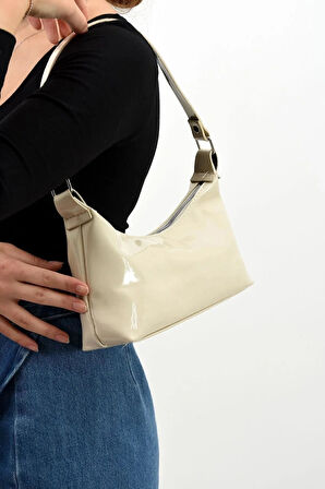 Kadın Acı Krem Rugan Omuz Çantası