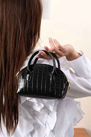 Lüks Tasarımlı Çapraz Çanta Timsah Deri Baskılı