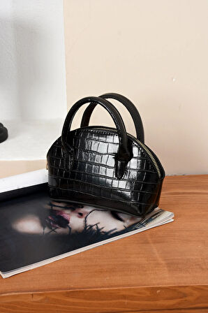 Lüks Tasarımlı Çapraz Çanta Timsah Deri Baskılı