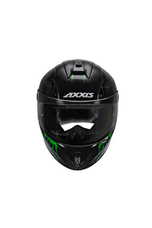 Axxıs Draken S Maori Devil B6 Matt Green Kapalı Motosiklet Kaskı + Yedek Siyah Vizör
