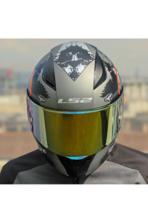 RAPID 2 RACE CIRCLE KAPALI MOTOSİKLET KASKI MAT SİYAH-KIRMIZI GOLD CAM