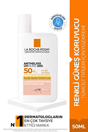 La Roche Posay Anthelios Uvmune Fluid SPF+50 Tüm Ciltler İçin Yüksek Korumalı Renkli Yüz Güneş Kremi