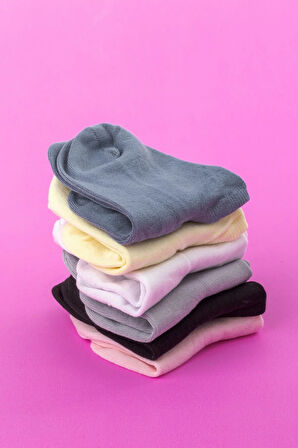 6'lı Set Kadın Kısa Modal Patik Çorap Kaliteli Düz Renk Yazlık Rahat Bilek Ince Dikişşiz Çeşit Spor