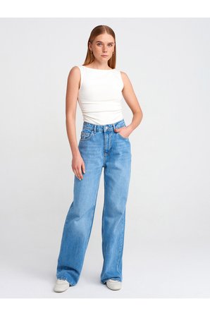 31589 Büzgülü Kayık Yaka Top-Taş
