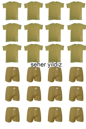 12'li Bedelli-Acemi Asker Atlet Fanila-12'li Asker Boxer Paçalı Don Set Asker Cüzdanı Hediyeli