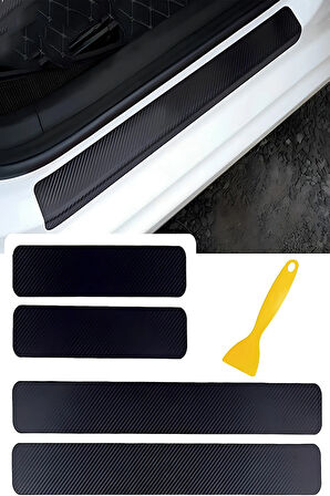 Peugeot Rifter İçin uyumlu Aksesuar OTO&ARAÇ Kapı Eşiği Sticker Karbon 4 PARÇA