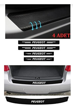 Peugeot Rifter İçin uyumlu Aksesuar OTO&ARAÇ Kapı Eşiği Sticker Karbon 4 PARÇA
