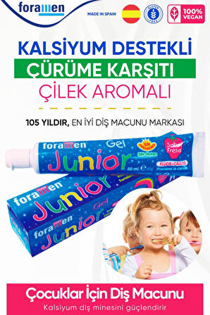 Foramen Çocuklar Için Çilek Aromalı Kalsiyum Destekli Çürüme Karşıtı Diş Macunu 50 Ml/60 gr