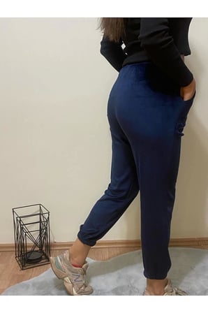 Fransız Kadife Eşofman Alt 2 Cepli Bel-Paça Lastikli
