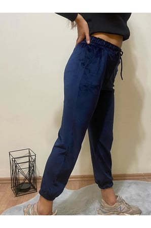 Fransız Kadife Eşofman Alt 2 Cepli Bel-Paça Lastikli