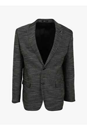 Süvari Regular Fit Siyah Erkek Armürlü Ceket CT2004800235