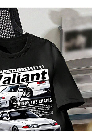 Unisex Valiant Araba Baskılı Oversize T-Shirt