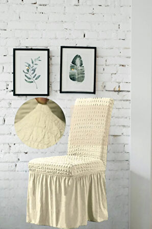 1 Adet Bürümcük Etekli Likralı Esnek Yıkanabilir Sandalye Kılıfı,45x45x60 Ölçüde Sandalye Örtüsü
