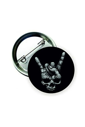 Rock Müzik Işareti Skull Kurukafa Kafatası Buton Rozet
