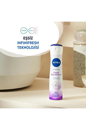 Fresh Sensation Kadın Sprey Deodorant 150 Ml,72 Saat Anti-perspirant Koruma,uzun Süren Ferahlı