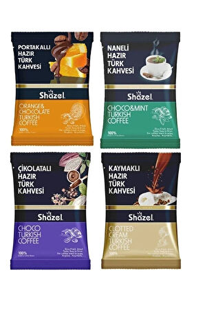 Hazır Türk Kahvesi Seti 4'lü 100g 4 Adet Kaymaklı, Portakallı, Naneli,çikolatalı