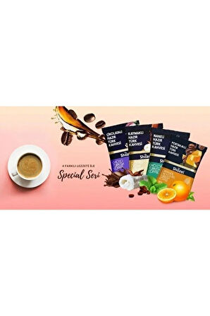 Hazır Türk Kahvesi Seti 4'lü 100g 4 Adet Kaymaklı, Portakallı, Naneli,çikolatalı
