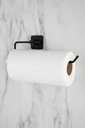 Kare Yapışkanlı Siyah Kağıt Rulo Havluluk, Peçetelik, Banyo Askısı