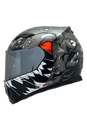 Sway 820 Full Face Aynalı Vizör Kapalı Motosiklet Kaskı L Beden Monster 