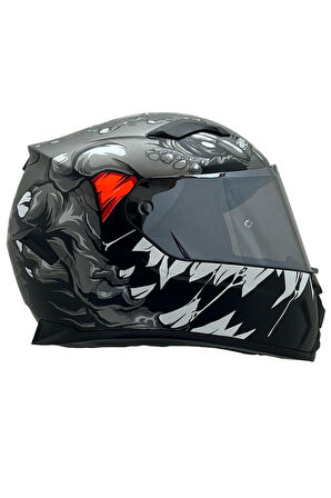 Sway 820 Full Face Aynalı Vizör Kapalı Motosiklet Kaskı L Beden Monster 