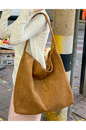 Büyük Kapasiteli Gündelik Tote Çanta Kadınlar Günlük Kullanım Ve İşe Gidiş İçin Trendy Süet Çanta