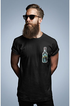 LUNAVISTA Oversize Dragon Baskılı Siyah Tshirt OVRSZTSHRT12