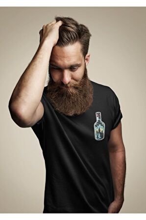 LUNAVISTA Oversize Dragon Baskılı Siyah Tshirt OVRSZTSHRT12