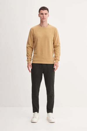 Slim Fit Pamuk Karışımlı Selanik Örgü Sweatshirt-56400