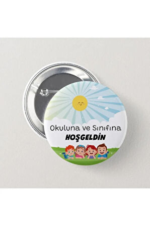 Okuluna ve Sınıfına Hoşgeldin 20 Adet Öğrenci Iğneli Rozet