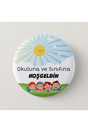 Okuluna ve Sınıfına Hoşgeldin 20 Adet Öğrenci Iğneli Rozet